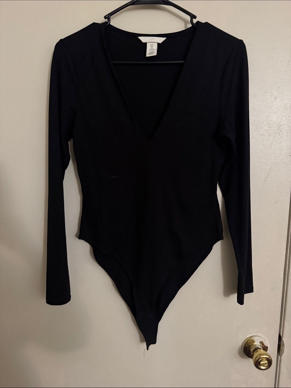 H&M Black Long Sleeve V-Neck Bodysuit